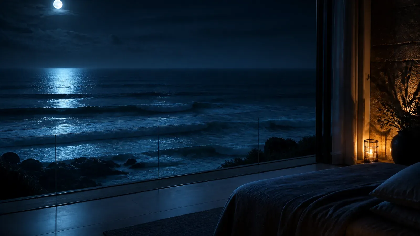 Atmospheric night scene illustrating Ocean Sounds for Sleep: What Waves Can Actually Do