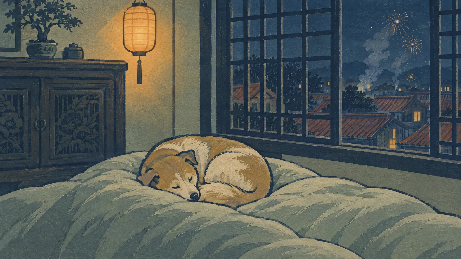 以此為題的插圖: 狗狗怕鞭炮煙火怎麼辦|跨年到廟會安撫指南